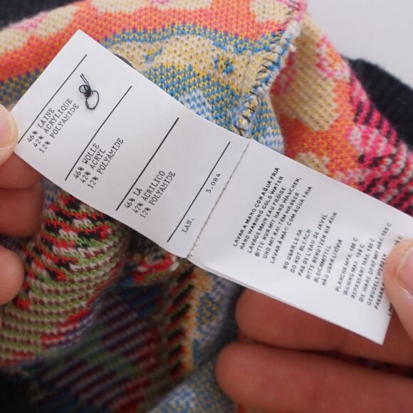 Aldo Martins Nashira Sweater Multi Color Wool Blend Long Cardigan Sweater L - Picture 15 of 15